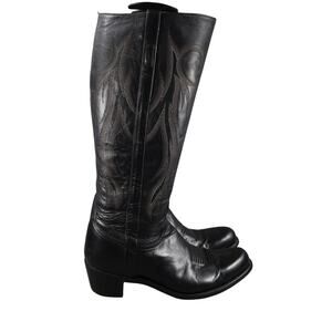 Old Gringo Boots Womens 8.5 Berry Tall Leather Black Zip Western Stitched Shaft